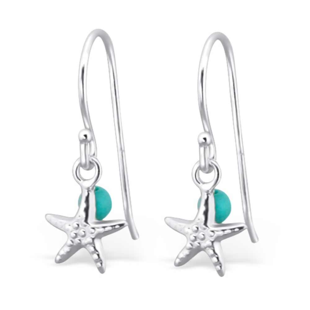 Sterling Silver Starfish Earrings w/Stones